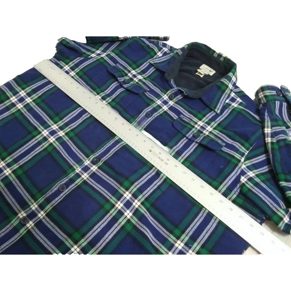 LL Bean Men's 2XL Tall Blue Flannel Plaid Fleece Lined Shirt Jacket XXL Shacket - Picture 11 of 11